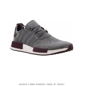 Brand New Adidas Grey Wool + Maroon NMD’s